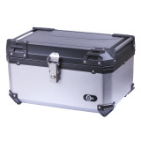 Кофр прямоугольный для мотоцикла пластиковый серебрянный с черным, 60л - YBX