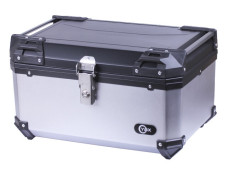 Кофр прямокутний для мотоцикла пластиковий срібний з чорним, 60л - YBX