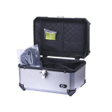 Кофр прямоугольный для мотоцикла пластиковый серебрянный с черным, 60л - YBX