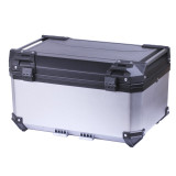 Кофр прямоугольный для мотоцикла пластиковый серебрянный с черным, 60л - YBX