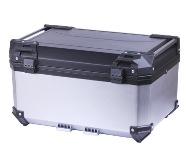 Кофр прямоугольный для мотоцикла пластиковый серебрянный с черным, 60л - YBX