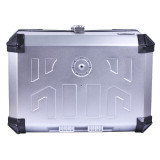 Кофр прямоугольный для мотоцикла пластиковый серебрянный с черным, 60л - YBX