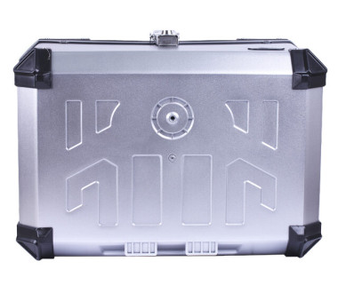 Кофр прямоугольный для мотоцикла пластиковый серебрянный с черным, 60л - YBX