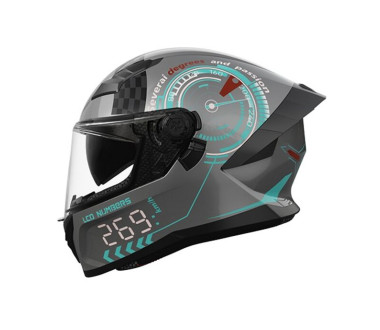 Шлем для мотоцикла, скутера 800 Racing 269 TTG интеграл (серый с графикой глянцевый, size M)