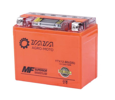 Акумулятор гелевий TT AGRO MOTO YTX12-BS 12(10)АH, 150х87х130 мм на бензиновий генератор, помаранчевий, з дисплеєм