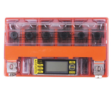 Акумулятор гелевий TT AGRO MOTO YTX12-BS 12(10)АH, 150х87х130 мм на бензиновий генератор, помаранчевий, з дисплеєм