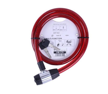 Замок протиугінний спіральний 15мм*1000мм (під ключ) ZX2116