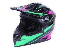 Шолом MD-911 чорний із зеленим та малиновим size S - VIRTUE