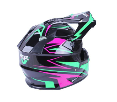 Шлем MD-911 черный с зеленым и малиновым size S - VIRTUE