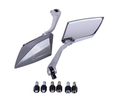 Зеркала с переходниками 2138 серебро шахматка (комплект) - АМ