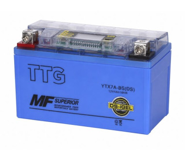 Акумулятор гелевий TTG YTX7A-BS 7АH, 150×87×94 мм синій, з дисплеєм