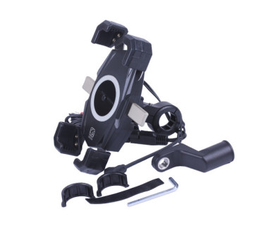 Тримач телефону (кріплення на кермо) M22-A1 з бездротовою зарядкою та круглим зеленим світлодіодом (Kewiq)