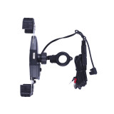 Тримач телефону (кріплення на кермо) M22-A1 з бездротовою зарядкою та круглим зеленим світлодіодом (Kewiq)