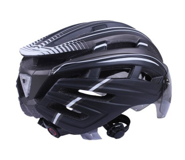 Шлем защитный черный с серым с габаритным фонарем и очками size L - TTG