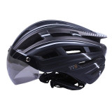 Шлем защитный черный с серым с габаритным фонарем и очками size L - TTG