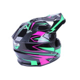 Шлем MD-911 черный с зеленым и малиновым size M - VIRTUE