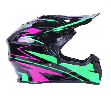 Шлем MD-911 черный с зеленым и малиновым size M - VIRTUE