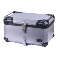Кофр прямоугольный TTG для мотоцикла, алюминиевый серебрянный, со спинкой и двумя замками , 65л